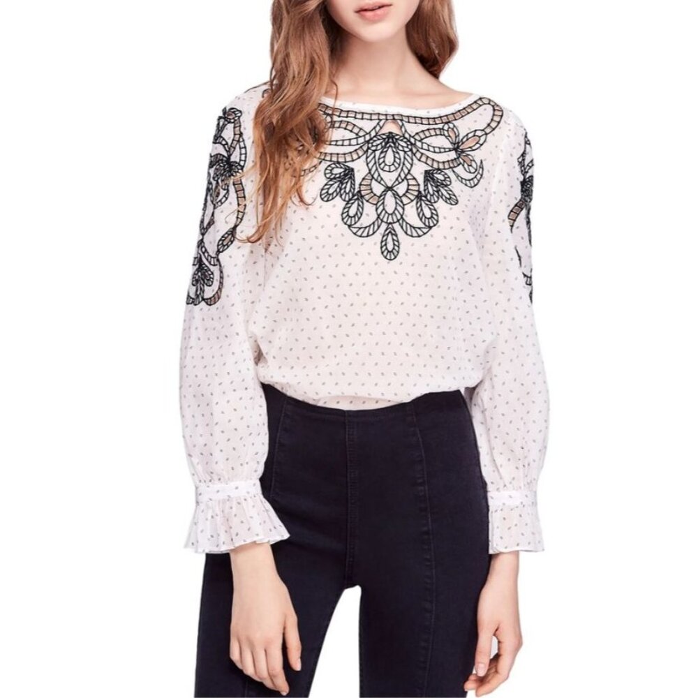 Free People Everything I Know Peasant Blouse Size Small